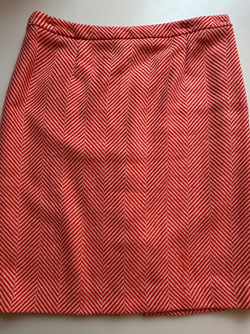 Boden Coral and White Chevron Pencil Skirt